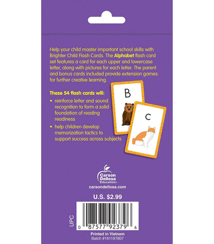 Carson Dellosa 54 Alphabet Flash Cards, abc Letter Recognition Flashcards for Toddlers 3-5 Years, Preschool and Kindergarten Learning Activities and Phonics Games