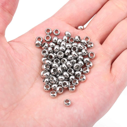 BEADIA Stainless Steel Spacer Beads 3x2.5mm Round Loose Charm Caps Beads for DIY Jewelry Making 100pcs with 1mm Hole