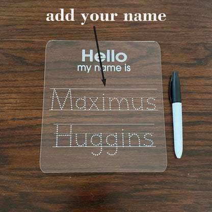 Personalized Name Trace Board Reusable ABC Letter Numbers Shapes Tracing Handwriting Practice Boards Custom Acrylic Dry Erase Board for Studs Preschool Learning Supplies Gift Classroom (4Pcs)