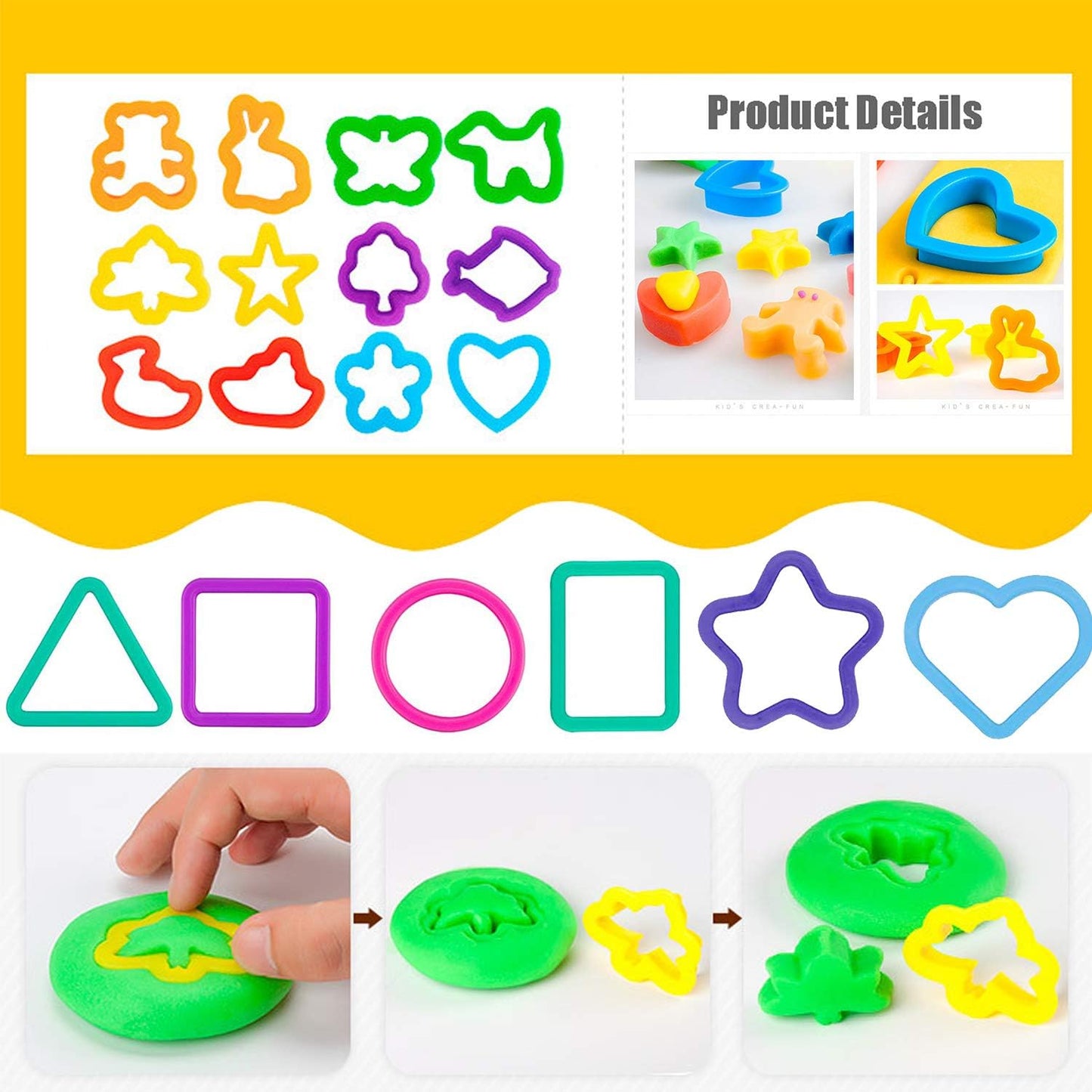 36-Piece Dough Tool Set for Kids Ages 3-8 – Includes Animal Cutters, Rolling Pins, Rollers, Random Colors