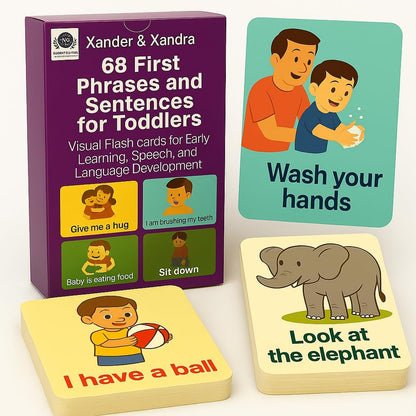 68 First Phrases and Sentences for Toddlers – Durable, Waterproof & Double-Sided Visual Flashcards for Early Learning, Speech & Language Development