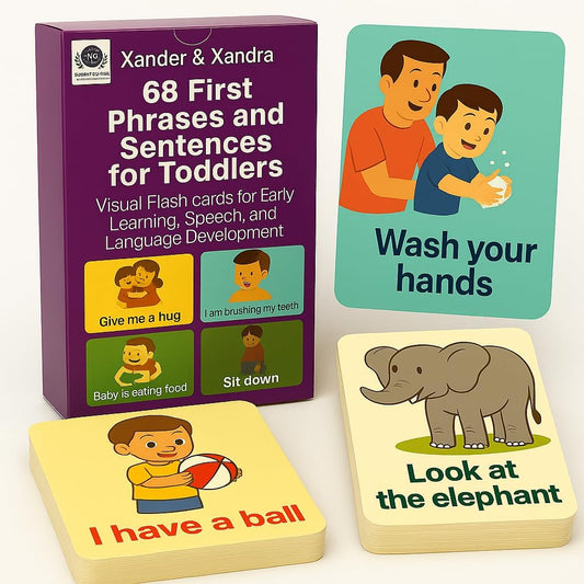 68 First Phrases and Sentences for Toddlers – Durable, Waterproof & Double-Sided Visual Flashcards for Early Learning, Speech & Language Development