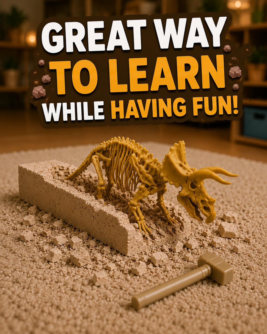 Science4you Triceratops Dinosaur Fossil Digging Kit - Excavate and Assemble 10 Dino Bones, Dinosaur Archeology and Paleontologist Toys, Games, Gifts for Boys and Girls Age 6 7 8 9 10+