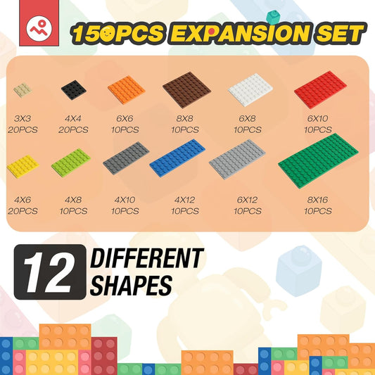 HUIZDQ 8 Pack Classic Baseplates Building Base Plates for Building Bricks 100% Compatible with Major Brands-Baseplates 10" x 10", Multicolor
