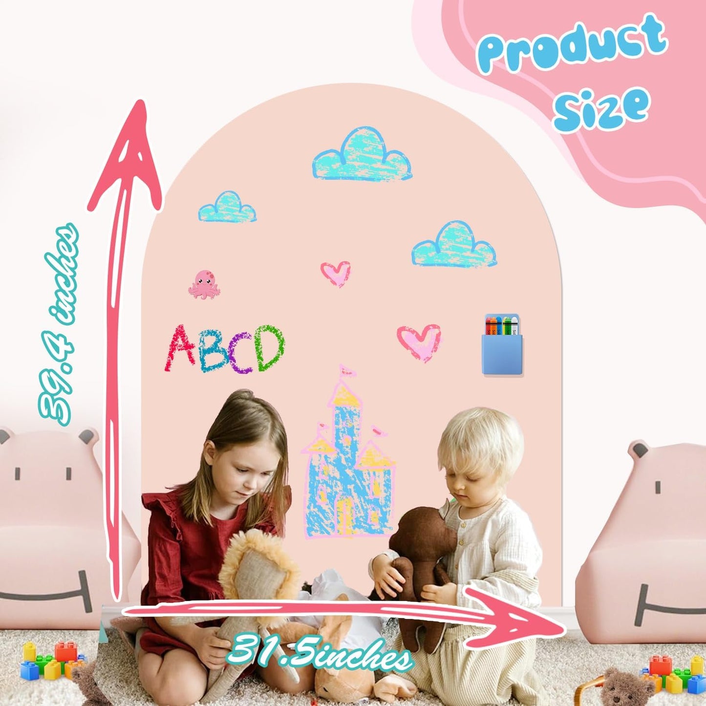 8 PCS Magnetic Wall Decals for Kids Magnetic Chalkboard Peel and Stick Magnet Sheets Board Sticker Tangram Puzzle Self Adhesive Contact Paper Dry Erase Blackboard for Playroom Homeschool 15.7"x10.4"