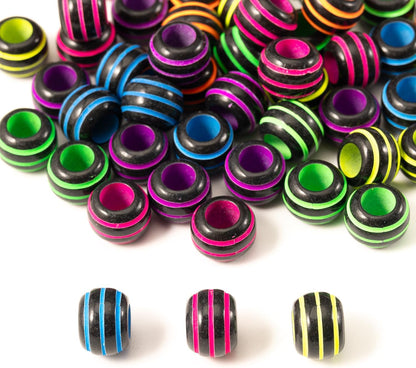 Gxueshan 1000 Pcs Acrylic Black Pony Beads 6x9mm Large Hole Pen Hair Kandi Beads Bulk for Friendship Bracelet Necklace Jewelry Making Earring Braiding Kit