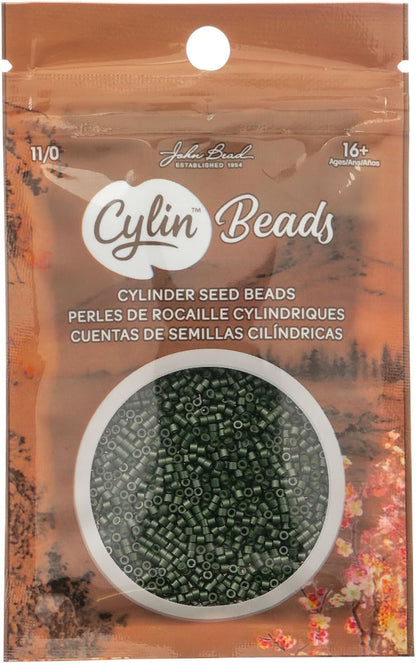 John Bead 25g Cylin Beads Opaque Turquoise Green 11/0 Glass Cylindrical Seed Beads for Jewelry Bracelets Necklaces Earrings Making Embroidery