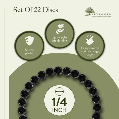 Levenger Circa Discs Binder Rings for Discbound Notebooks System, 22 Pack, Black, 2-Inch