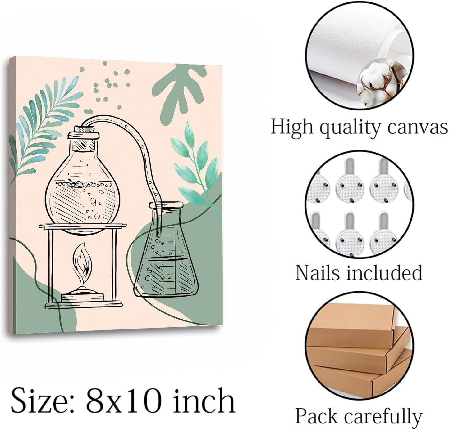 ZHAXFA Science Wall Art Canvas Prints,Biochemical Science Art poster,Microbiology Chemistry Wall Prints,Boho Classroom Wall Art,School Laboratory Decoration Set of 4 (Unframed 8x10 inches)