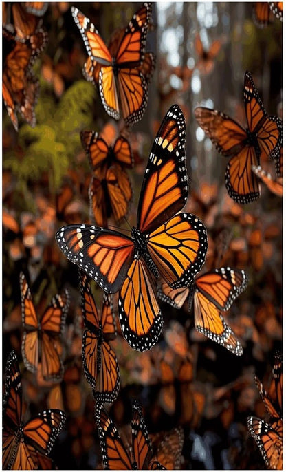 VstaDank Monarch Butterflies Diamond Painting Kits Exquisite DIY Full Round Drill Diamond Dots Painting for Adults Beginner Diamond Photo Paint with Diamond Picture Art Wall Decor 12"x20"