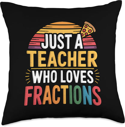Pizza Fractions Math Slices Learning - Parts & Circle Throw Pillow