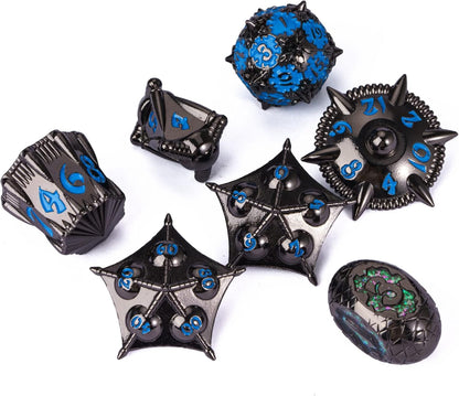 UDIXI Steampunk Metal Dice Set, 7 Die Polyhedral DND Dice Set for D&D Role Playing Game and Math Teaching (Ancient Copper)