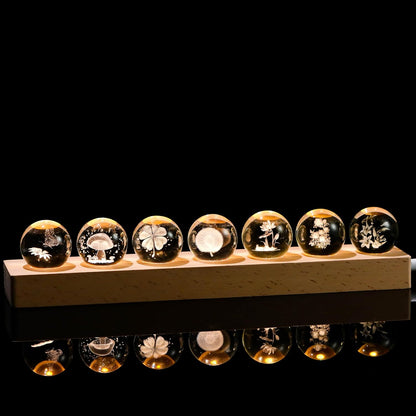 3d Crystal Ball Solar System Crystal Ball with Led Lamp Base - Best Birthday Science Gifts For Man Teacher Boy Kids Girls Men - Galaxy Jupiter Saturn Moon Earth Solar System Space Astronomy Gifts
