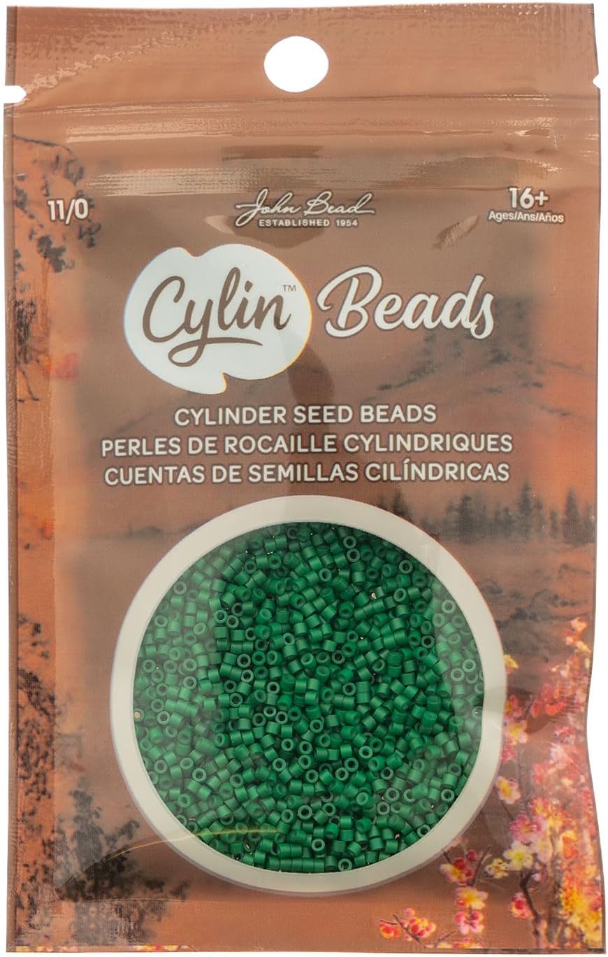 John Bead 25g Cylin Beads Opaque Turquoise Green 11/0 Glass Cylindrical Seed Beads for Jewelry Bracelets Necklaces Earrings Making Embroidery