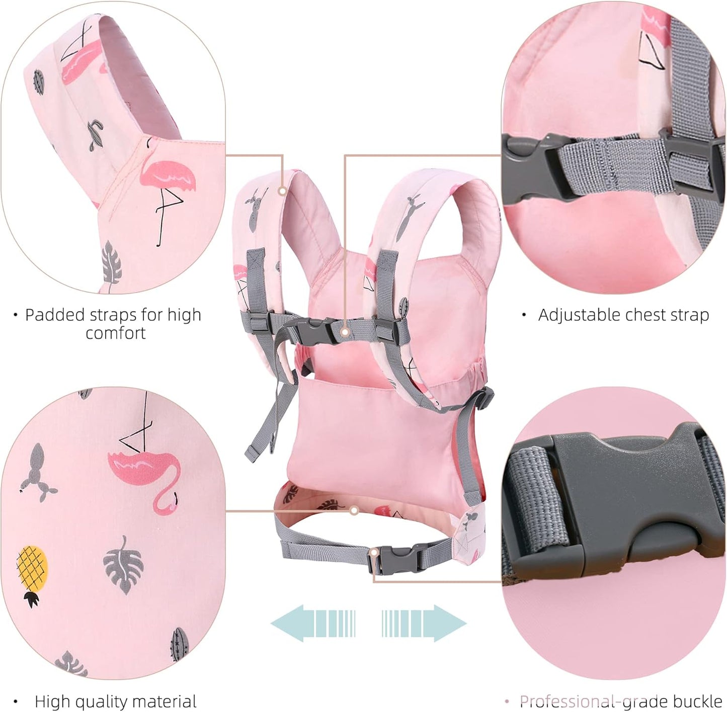 Miracle Baby Doll Carrier for Kids, Front and Back Baby Doll Accessories Backpack Kid Toddlers Play Toy Baby Carriers with Adjustable Straps for Little Girls