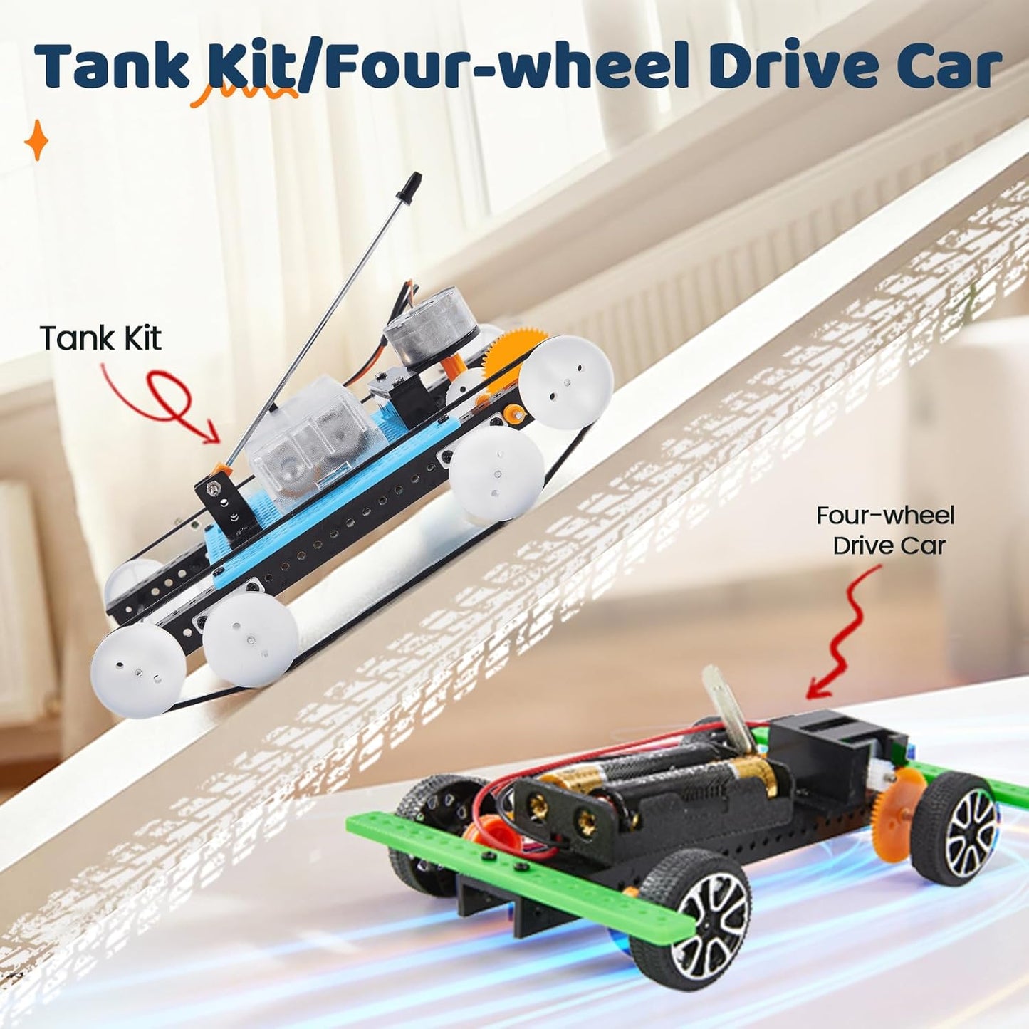 6-in-1 STEM Home Lab Science Kit for Kids Age 8-12, Boys & Girls 9 10 11 13 14 Year Old Educational Adventure Set: Tank & Car Building, Saltwater Generator | Perfect Birthday & Learning Gift for Kids