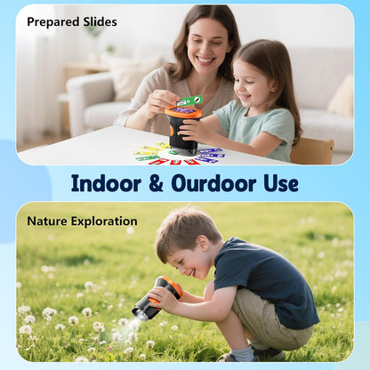 Odatay 4K 1000X Digital Microscope for Kids with Long Distance Viewing & 2.4" Screen, Portable Handheld Edu Toys for Kids Age 3-12 Exploring Bugs Plants at Home Classroom & Outdoor Travel, Yellow