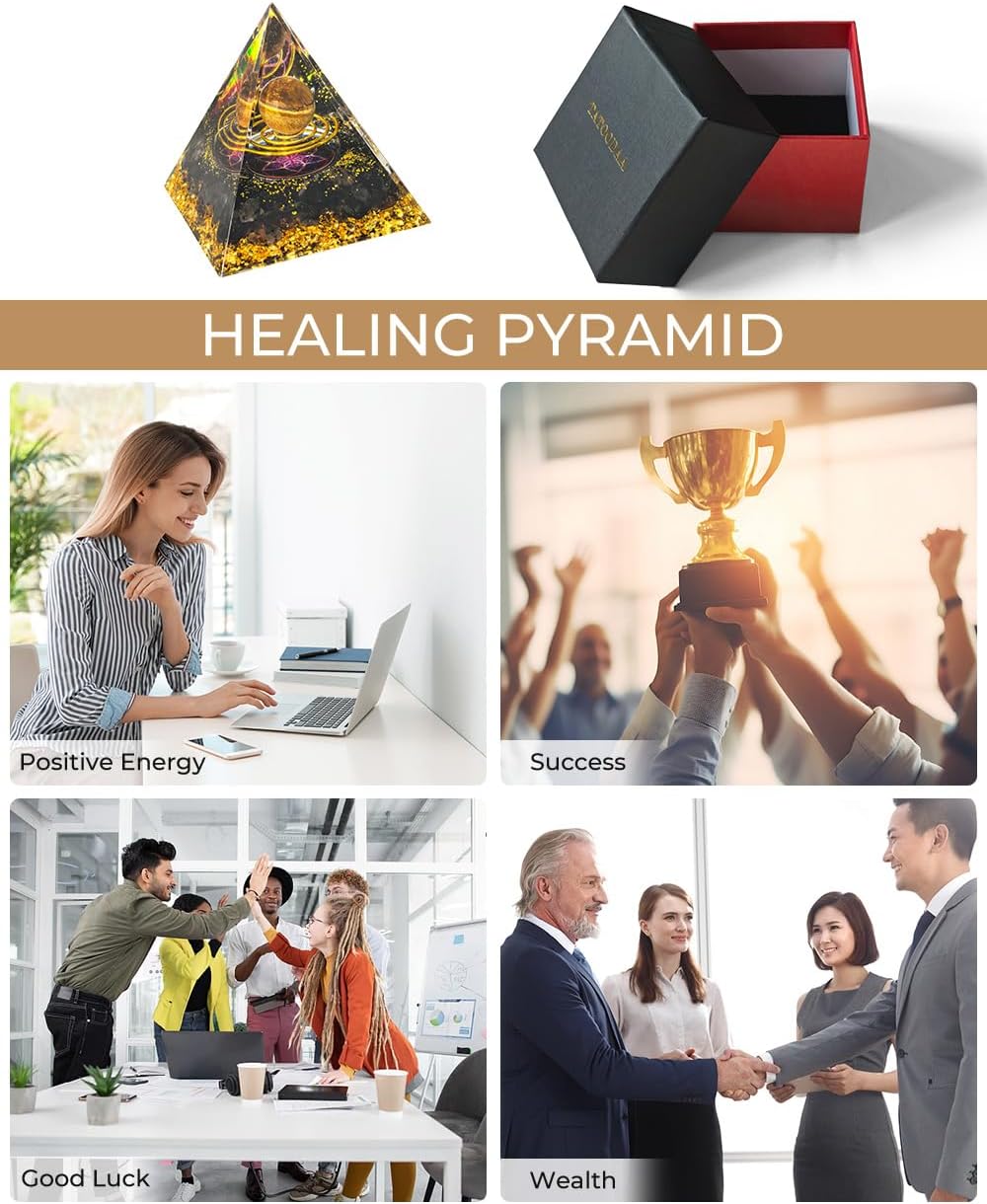 Crystals and Healing Stones, 9 Pcs Healing Crystals Set, 7 Chakra Crystal Stones Set Real Natural Selenite Pyramid Reiki Raw Rock Energy Protection Meditation with Wooden Box, Crystal Gifts for Women