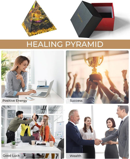 Crystals and Healing Stones, 9 Pcs Healing Crystals Set, 7 Chakra Crystal Stones Set Real Natural Selenite Pyramid Reiki Raw Rock Energy Protection Meditation with Wooden Box, Crystal Gifts for Women