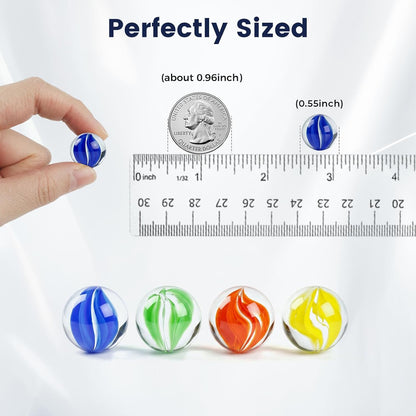 LovesTown 100PCS Glass Marbles Bulk, for Kids Marble Run Game, DIY and Home Decoration