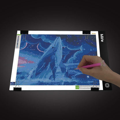 B4 LED Light Pad - Upgraded Diamond Art Light Box Dimmable Tracing Light Board, Sketching, Animation, Drawing Light Box with 4 Fasten Clips