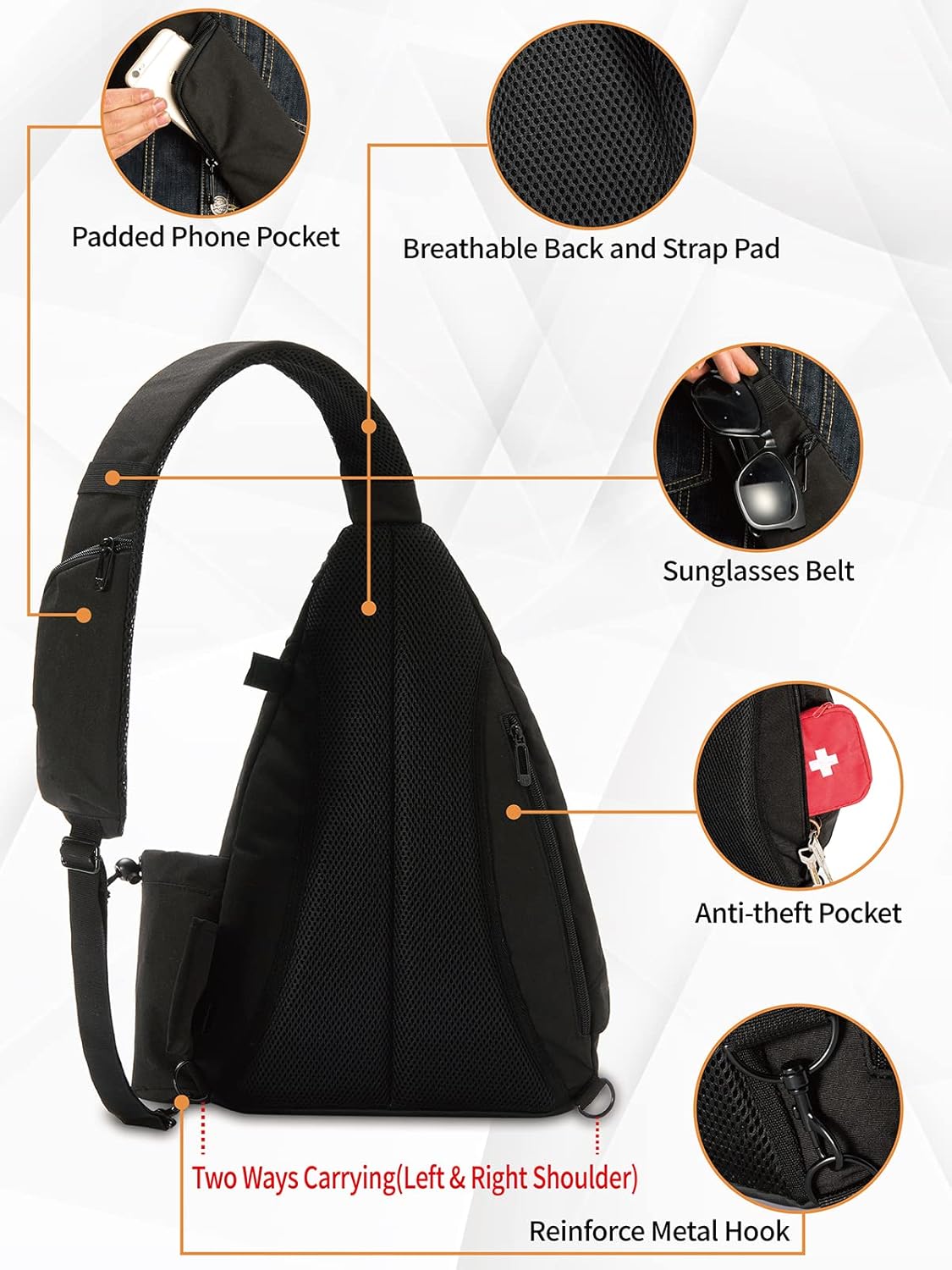 MOYAQI Disc Golf Bag with Retriever Holder and Storage Pockets, Disc Golf Backpack with 8-10 Disc Capacity, Padded Adjustable Strap and Back Panel, Lightweight and Durable