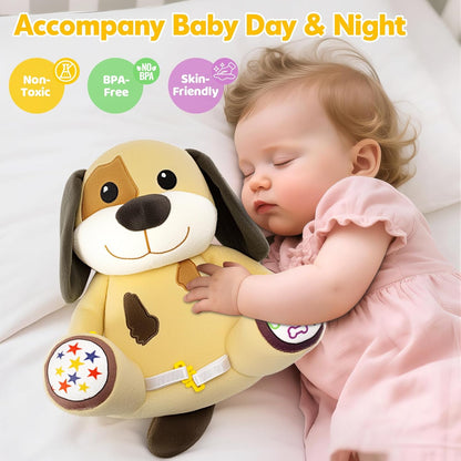 V-Opitos Stuffed Bear Musical Toys for Baby 6-12 Months+, Early Learning Light up Music Drum, Perfect Christmas Birthday Gifts for Boy & Girl Age 1, 2 Years Old
