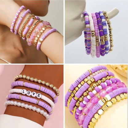 3500pcs Pink Clay Beads for Bracelets Making Kit, 6mm Heishi Polymer Flat Round Disc Clay Beads for Jewelry Making Pink