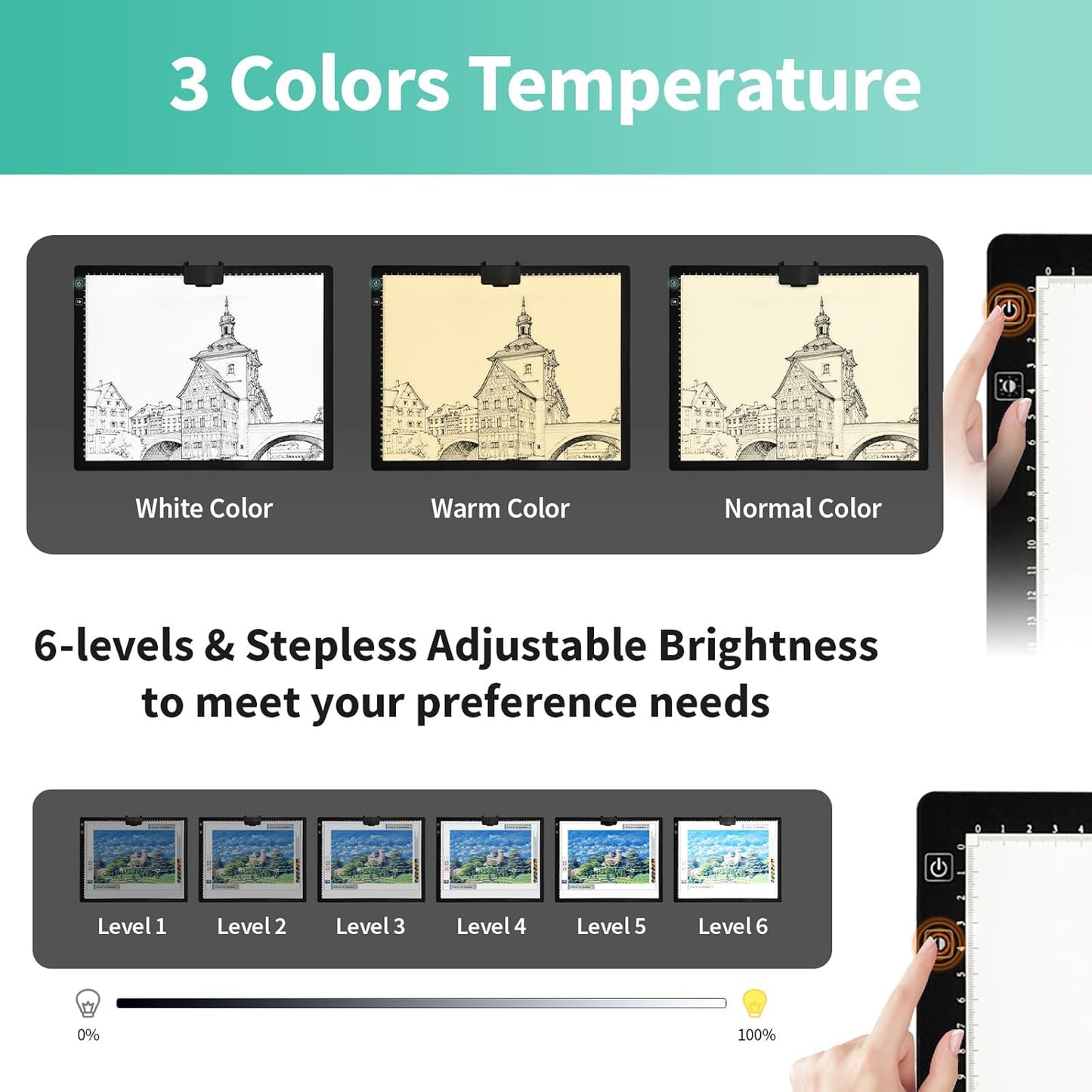 A3 Light Pad for Diamond Painting - Tracing Light Box with Stand, Stepless Dimmable 3 Levels Brightness Light Board, Ultra-Thin LED Light Pad for Weeding Vinyl, Drawing, Diamond Painting, Sketching