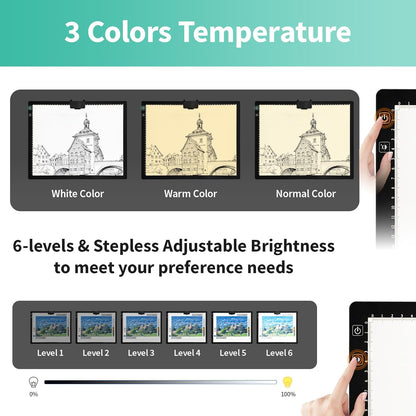 A3 Light Pad for Diamond Painting - Tracing Light Box with Stand, Stepless Dimmable 3 Levels Brightness Light Board, Ultra-Thin LED Light Pad for Weeding Vinyl, Drawing, Diamond Painting, Sketching