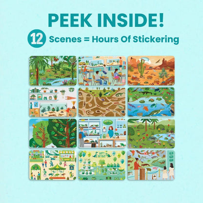 Animals Habitat 500+ Kids Sticker Book by Cupkin Toddler Airplane Travel Activity Coloring and Sticker Book, Road Trip Essentials, 12 Coloring Pages + 12 Scenes for Ages 2–8 Years - Colors B