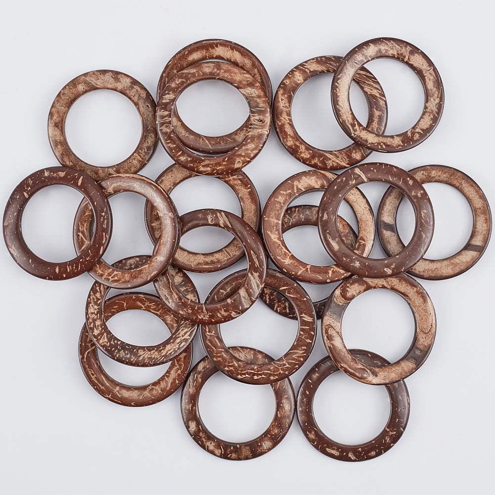 PH PandaHall 80pcs Wooden Linking Rings 4 Styles Coconut Rings Undrilled Mini Circle Pendant Connectors Hollow Wood Circles for Earring Bracelet Necklace Macrame Jewelry DIY Craft Making, 20~38mm