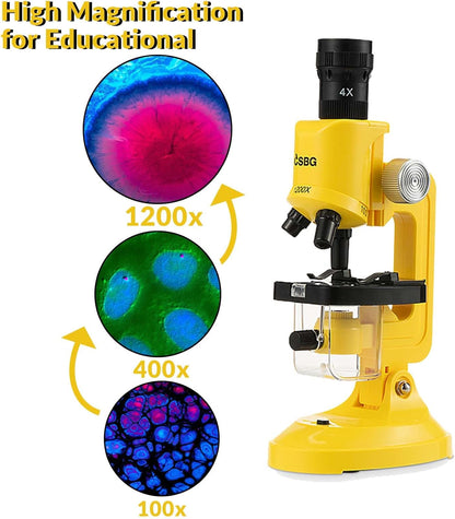 Little World Microscope for Kids, 100x 400x and 1200x Science Kits for Kids Age 5-7 Age 8-12, Microscope Beginner Kit with LED, Learning Resources Toys, Science Experiment STEM Kits for Boys Girls