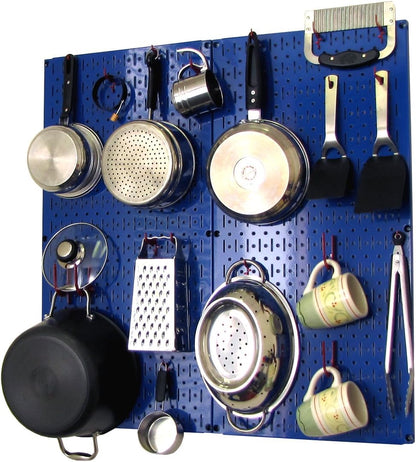 Wall Control Kitchen Pegboard Organizer Pots and Pans Storage Rack Organization Kit with Green Pegboard and White Accessories