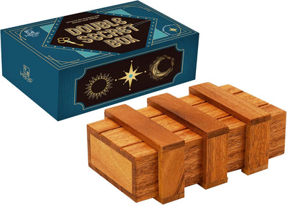 BSIRI Wooden Secret Money Puzzle Box Brain Teaser with Hidden Compartments Ideal Jewelry Stash 3D Lock Gift Card Wood Stash Holder for Cash Gifts Storage for Kids and Adults Double Magic Puzzles Boxes