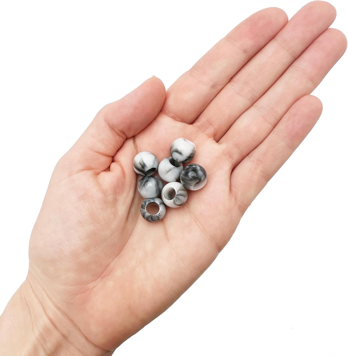 300 Acrylic Large Hole Beads for Crafts and for Hair 10mm x 12mm Acrylic Barrel Beads with 5.7mm Large Hole, Glossy Primary Assortment