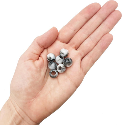 300 Acrylic Large Hole Beads for Crafts and for Hair 10mm x 12mm Acrylic Barrel Beads with 5.7mm Large Hole, Glossy Primary Assortment