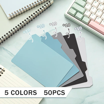 Harloon 50 Pack 3 x 5 Inch Index Card Dividers with 2 Number Alphabet Sticker with Tab, Dry Erase Index Card Guide Set, Photo Recipe Divider for Office Business Back to School Supplies, Candy Color