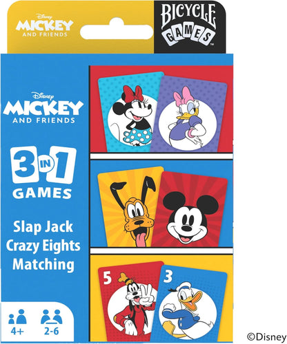 Bicycle Disney and Pixar 3-in-1 Card Games, Old Maid, Go Fish & Memory, Featuring Toy Story, Finding Nemo & Inside Out Characters, Kids Card Games Ages 4+, Family Games for 2-6 Players