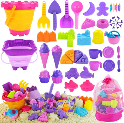 Elovien Beach Sand Toys, Large Dump Truck with Bucket, Sandbox Construction Toy Sand Castle Building Kit with Mesh Bag, Sand Molds, Shovels, Worker Figures, Kids Toddlers Summer Outdoor Travel Toys