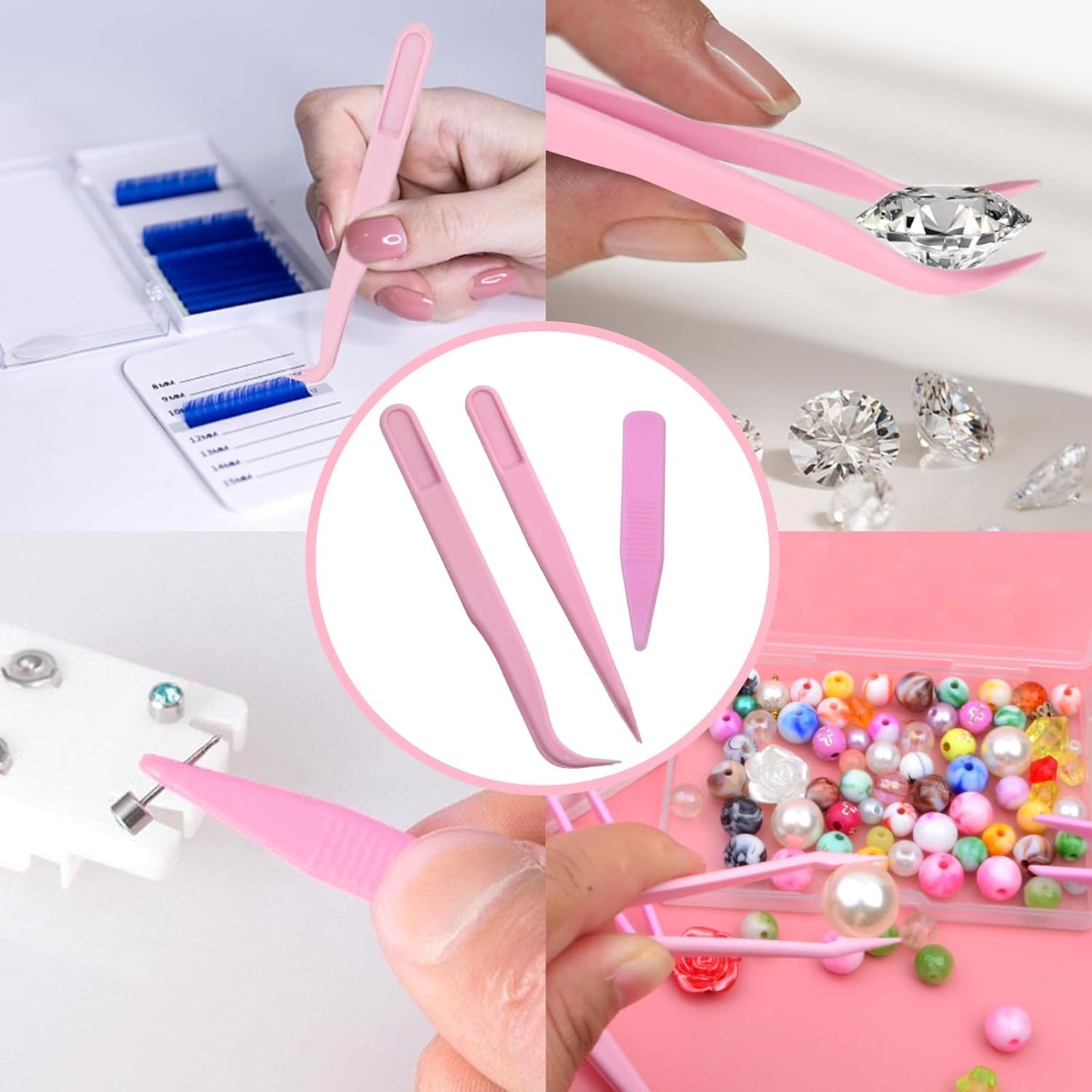 AGNURCADE 30pcs Plastic Tweezers for Crafts- Bulk Pack, Straight/Bent/Curved Tweezers Set for DIY Beads Jewelry Making Multipurpose Tweezer for Women Jewelry Making Tools for Handmade Crafts Stickers