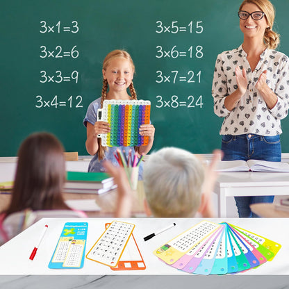 Multiplication Flash Cards + Pop Fidget Multiplication Chart, Times Table Educational Flashcard 3rd Grade, 4th, 5th, 6th Grade