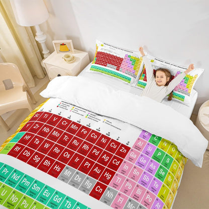 Feelyou Periodic Table of Elements Duvet Cover Educational Bedding Set for Kids Boys Girls Teens Study Comforter Cover Chemistry Bedspread Cover 2Pcs Zipper Twin Size (No Comforter)