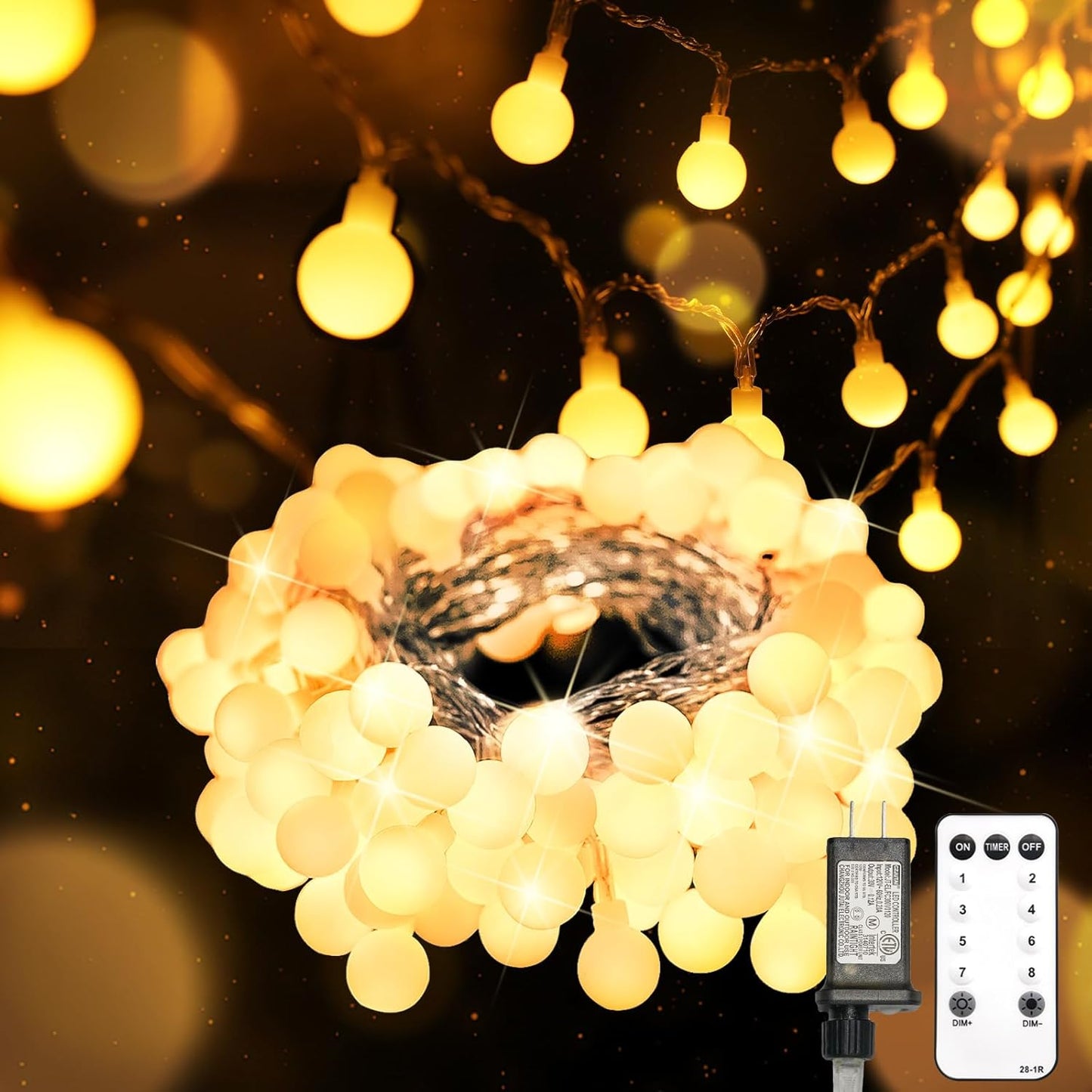 suddus String Lights for Bedroom, 66ft 200 Led Connectable Globe String Lights Indoor, Hanging Fairy Lights Plug in with Remote for Kids Room Dorm Classroom Outdoor Christmas Tree Decor, Warm White