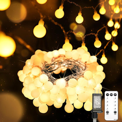 suddus String Lights for Bedroom, 66ft 200 Led Connectable Globe String Lights Indoor, Hanging Fairy Lights Plug in with Remote for Kids Room Dorm Classroom Outdoor Christmas Tree Decor, Warm White