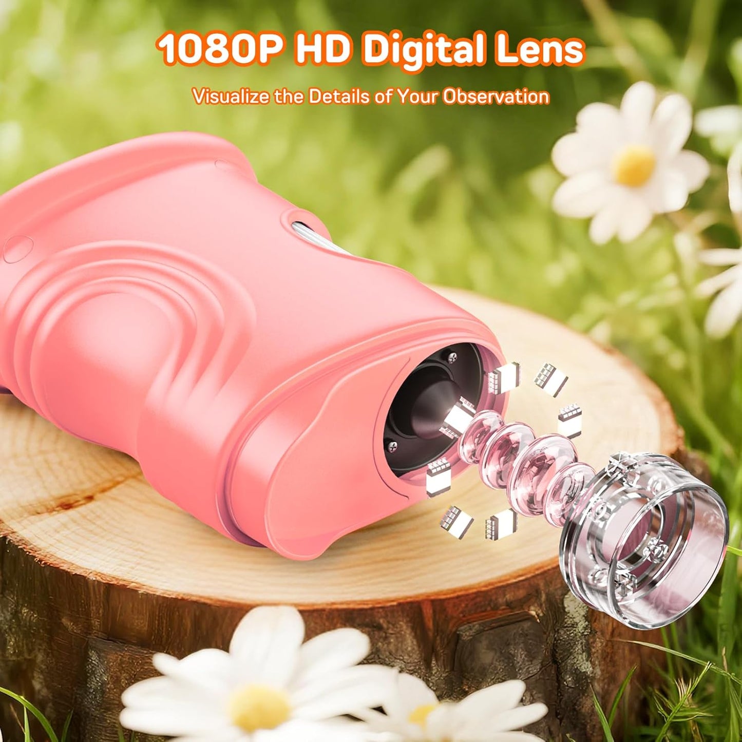 1000X Digital Handheld Microscope for Kids with 2.0" IPS Screen, Outdoor Toys Portable STEM Science Lab Gifts, Rechargeable Pocket Microscope Educational Toy for Boys & Girls Age 4-6 8-12, Orange