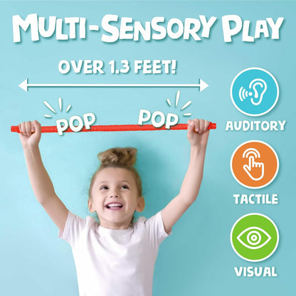 BUNMO Pop Tubes - Sensory Toys - Toddler Toys - Imaginative Play & Stimulating Creative Learning - Hours of Fun for Kids - Tons of Ways to Play - Non-Mouthable Toy 3+ - 6 Pack Medium