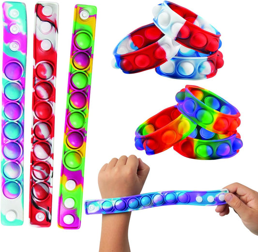 Fun Express Pop It Fidget Bracelet 96 Pack Bulk Party Favors for Kids - Silicone Popping Sensory Bracelets for Classroom Prizes, Goody Bag Stuffers, Birthday Goodie Bags & Student Rewards