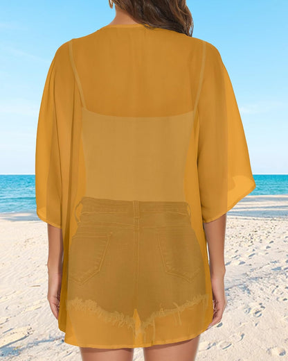 Womens Kimono Cardigans Beach Cover ups Swimwear Puff Sleeve Loose Casual Summer Tops 2026