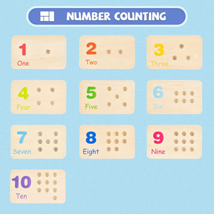 Wooden Montessori Number Blocks for Toddlers, Counting Peg Board for Kids Age 3 4 5,Preschool Learning Toys,Ideal for Kids 3 4 5 Years Old